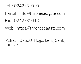 Throne Seagate Belek iletiim bilgileri